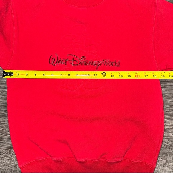 Vintage 90s Mickey Mouse Walt Disney World Red Crewneck Sweater Small Pullover - Picture 9 of 10